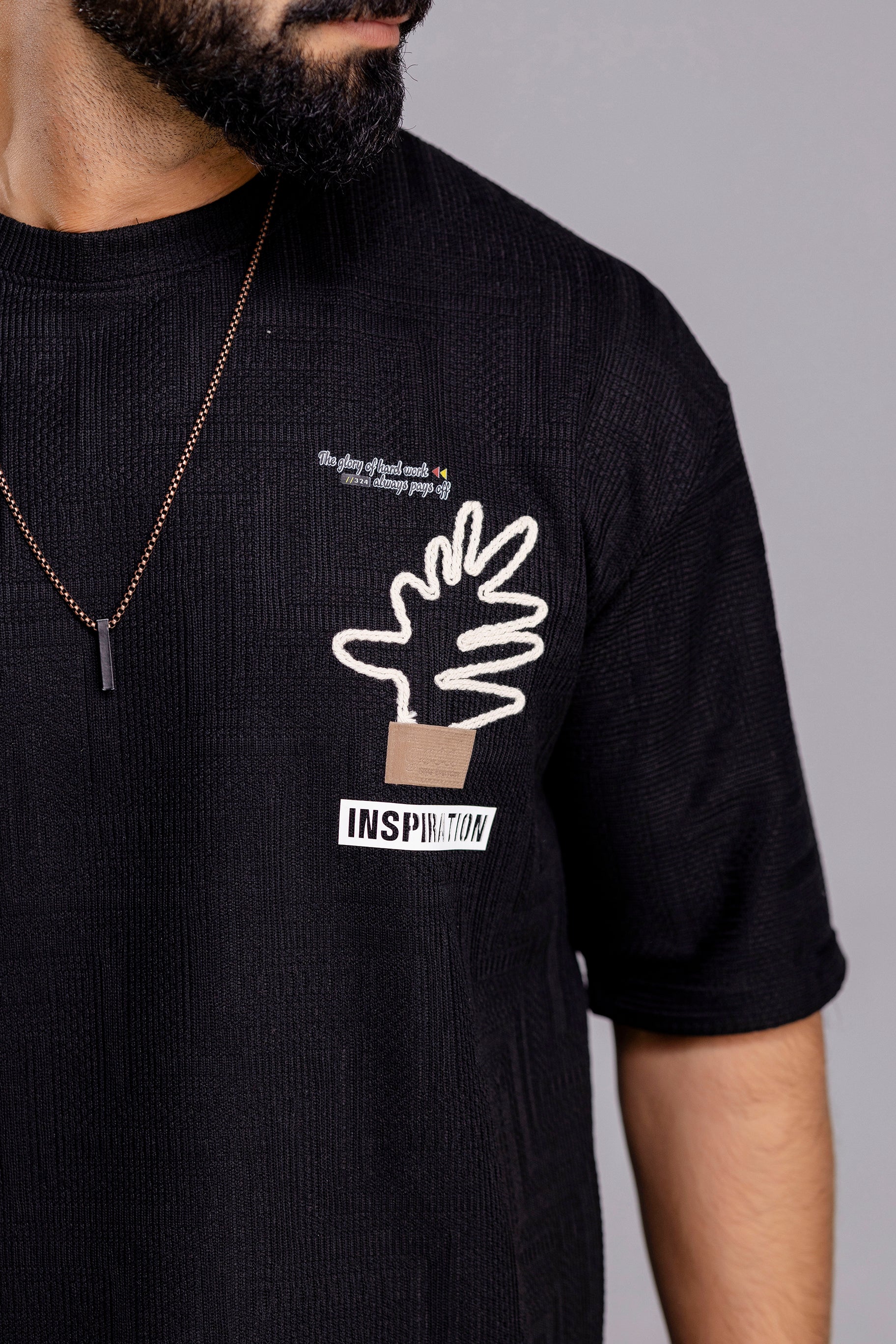 Oversized T-Shirts : Textured With Embroidery Design