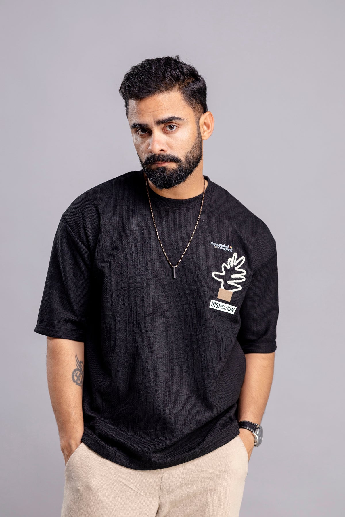 Oversized T-Shirts : Textured With Embroidery Design