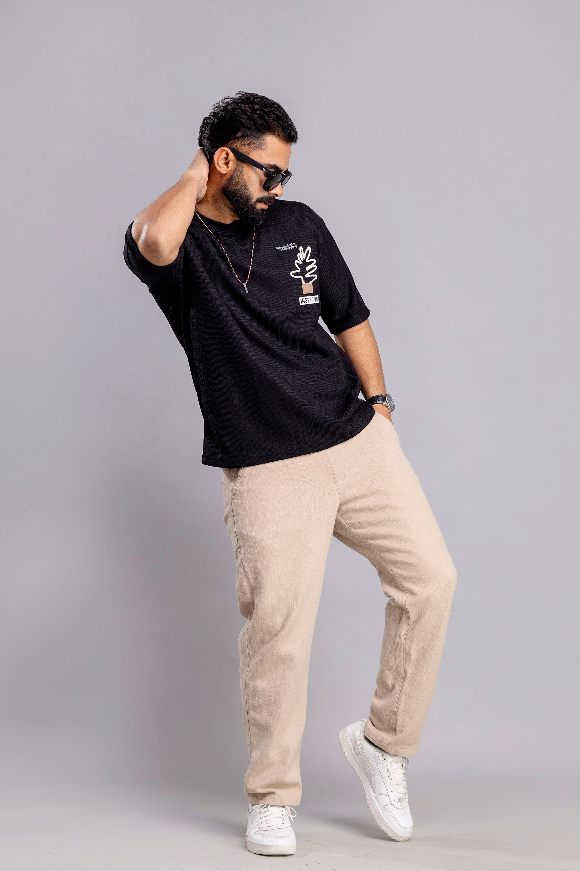 Oversized T-Shirts : Textured With Embroidery Design